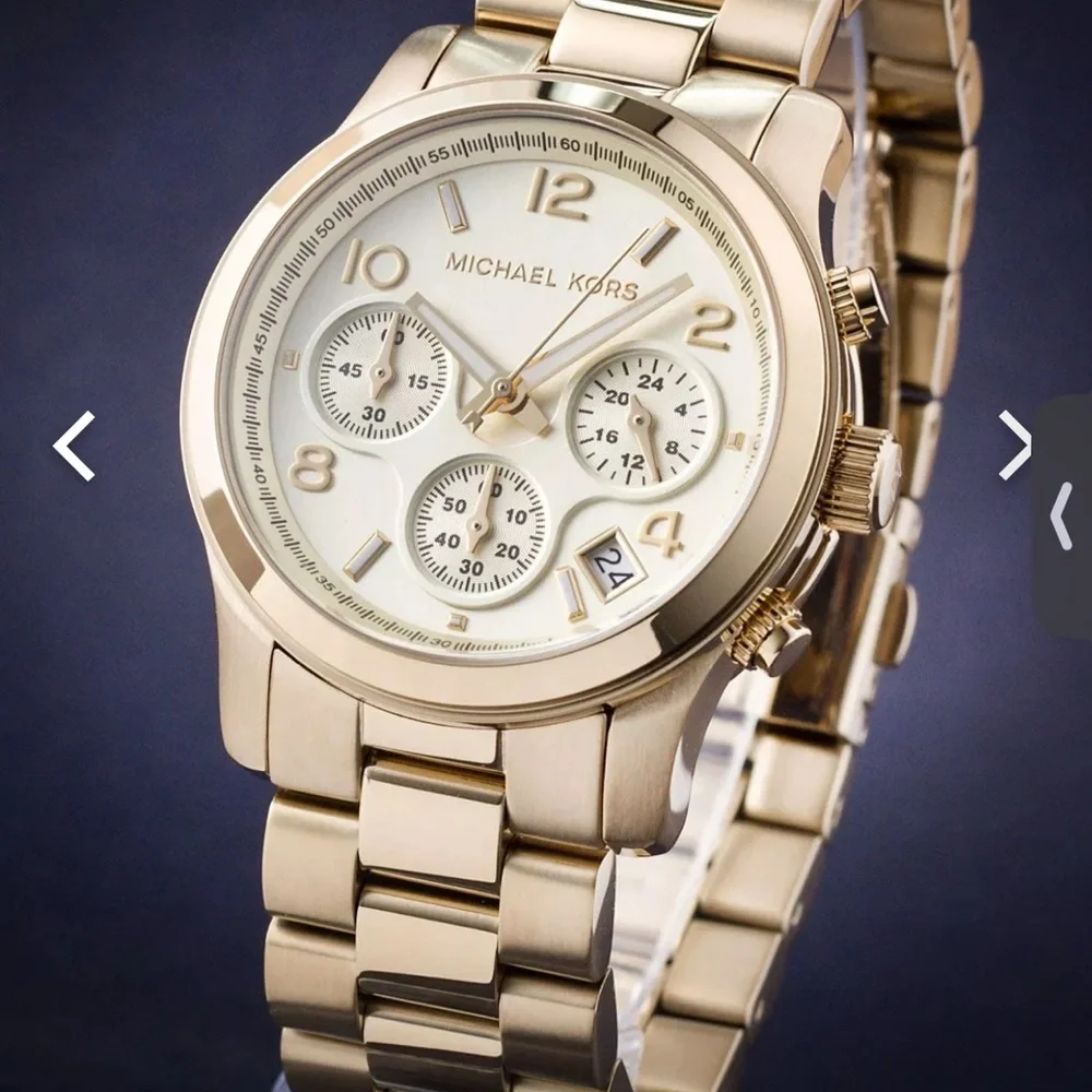 Michael Kors Runway MK5055 Gold Tone Chronograph Watch 38mm Authentic
